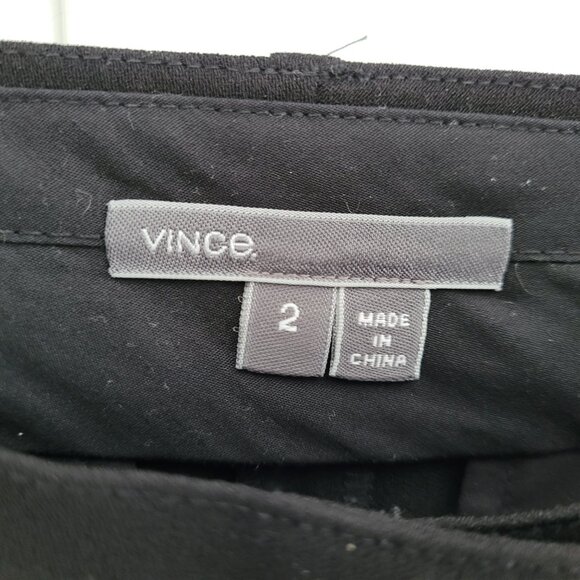 Vince Asymmetric Harem Black Pants with Crossover Waist Leather Trim Size 2 - Picture 5 of 7